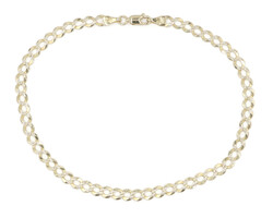 Men's XL 10 3/4" Long 4.7mm Diamond Cut Curb Link 14KT Yellow Gold Bracelet 5.2g