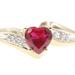 0.70 Ct Heart Cut Lab-Created Ruby & Natural Diamond 10KT Yellow Gold Ring THL