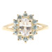 Estate White and Blue 10KT Yellow Gold Round and Oval Cut Quartz Statement Ring