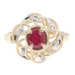 Natural 0.45 Ct Oval Ruby & Diamond Accents 14KT Yellow Gold Swirl Cocktail Ring
