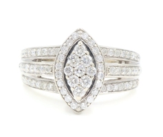 1.27 Ctw Round Diamond Marquise Cluster 14KT White Gold Halo Engagement Ring