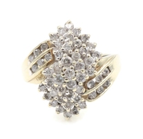 Women's 0.90 Ctw Round Cut Diamond 10KT Gold Waterfall Cluster Bypass Ring 6.21g