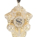 Large Custom Diamond-Cut 10KT Gold Round CZ Dollar Sign Hip-Hop Pendant 4 3/4"
