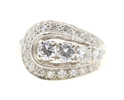 1.10 ctw Round Diamond Estate Art Deco Style 14KT White Gold Women Cocktail Ring