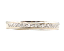 18KT White Gold 3.3mm Wide 0.13 ctw Round Diamond Classic Wedding Band Ring 4.2g