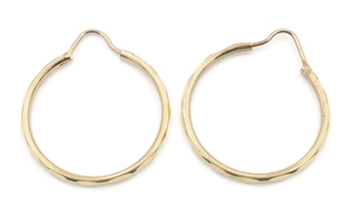 Women's Classic Small 20.8mm Diamond Cut 14KT Yellow Gold Hoop Earrings - 1.5g