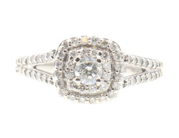 1.00 ctw Round Diamond Double Halo 10KT White Gold Women's Engagement Ring 4.2g