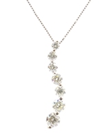 1 TW Round Moissanite 14KT Gold Curved Journey Pendant on 14KT Box Chain 20"