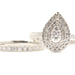 1.10 ctw Double Halo Pear Cluster Round Diamond 10KT White Gold Wedding Ring Set