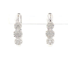 10KT White Gold 0.40 ctw Round Diamond Past Present Future Cluster Hoop Earrings