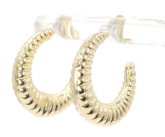 Estate Classic 14KT Yellow Gold Women's 0.7" Shrimp Hoop Earrings - 1.71 Grams