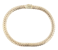 14KT Yellow Gold 5.3mm Wide Tight Curb Link Chain 8 1/4" Solid Bracelet 15.9g