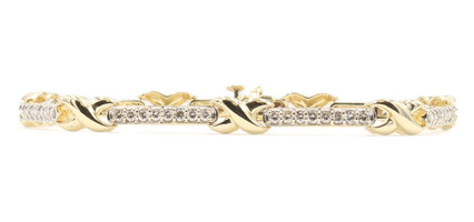 2.15 ctw Round Diamond 14KT Yellow Gold 7.5" Estate Women Tennis Bracelet 13.1g