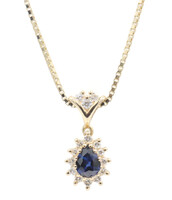 0.50 ctw Lab Created Sapphire & 0.30 ctw Diamond 14KT Yellow Gold Necklace 18"