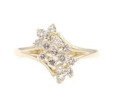 Women's 0.46 Ctw Round Diamond 14KT Yellow Gold Waterfall Cluster Ring JTC 3.13g