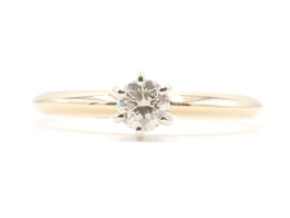 0.22 ctw Round Brilliant Cut Classic Solitaire Diamond 14KT Yellow Gold Ring 
