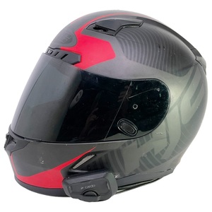 HJC CL-17 Full Face Black & Red Motorcycle Helmet With Cardo Freecom 2X Headset