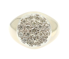 Men's 0.95 Ctw Round Diamond Cluster 17.6mm 14KT Yellow Gold Statement Ring 12g