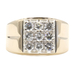 Estate 1.25 ctw Round Diamond Square Cluster 14KT Yellow Gold Signet Ring 6.0g