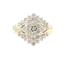 Estate 10KT Yellow Gold 0.68 ctw Round Diamond Marquise Cluster 14.6mm Ring 3.5g