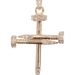 High Shine 14KT Rose Gold 0.37 Ctw Round Diamond Triple Nail Cross Pendant 1.4"