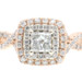 1.20 Ctw Princess & Round Diamond 10KT Rose Gold Double Halo Engagement Ring