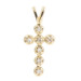 Estate 0.06 ctw Round Diamond Petite 0.5" 10KT Gold Cross Necklace Pendant 0.5g