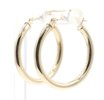 Women's Classic 0.9" Medium 10KT Yellow Gold Plain Light Weight Hoop Earrings 