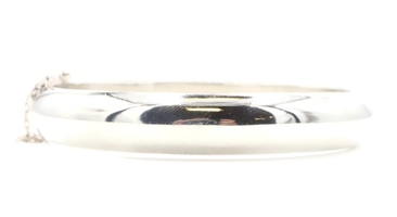 Women's Classic 10.7mm Wide Plain Sterling Silver 925 7.5" Bangle Bracelet 15.7g
