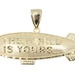 Diamond-Cut 10KT Yellow Gold "The World is Yours" Milgrain Blimp Pendant 1.29"