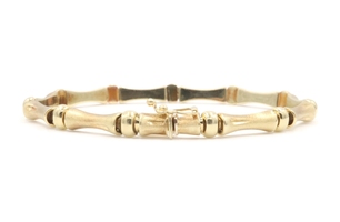 Estate Satin Finish 14KT Yellow Gold 5.7mm Fancy Bamboo-Link Bracelet 8" - 9.46g