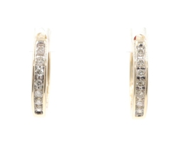 Women's Classic 0.14 Ctw Single Cut Diamond 10KT Gold 13mm Channel Hoop Earrings