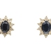 1.40 Ctw Natural Blue Sapphire & Diamond Halo 11.9mm 14KT Gold Stud Earrings