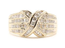 1.18 ctw Round Diamond 14KT Yellow Gold 11.9mm "X" Style Channel Statement Ring