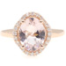 1.15 Ct Oval Morganite & Round Diamond 14KT Rose Gold Halo Engagement Ring HDI
