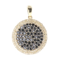 EFFY 14KT Yellow Gold 2.20 ctw Round Black & White Diamond Caviar Pendant 5g
