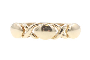 Women's Estate 10KT Yellow Gold 4.6mm Fancy XOXO Band Ring Size 6 3/4 - 1.7g