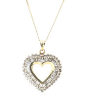 1.97 Ctw Natural Diamond 10KT Gold Heart Pendant on 14KT Serpentine Chain 19.5"