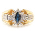 Marquise Lab Created Sapphire & 0.03 ctw Diamond 10KT Yellow Gold Ring - 2.6g