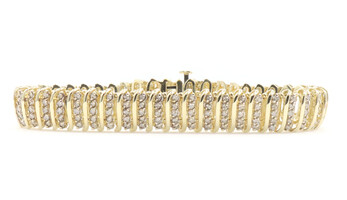 6.00 ctw Round Diamond 10KT Yellow Gold Women's 5 Row Tennis Bracelet 7 1/4" 23g