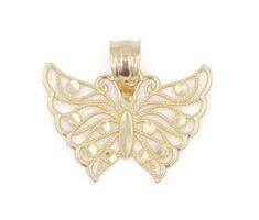 0.7" 14KT Yellow Gold High Shine Diamond Cut Butterfly Necklace Pendant - 1.1g