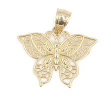 Women's 14KT Yellow Gold Filigree Classic Butterfly 25.3mm Butterfly Pendant 