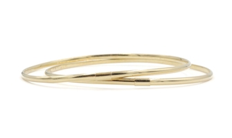 Women's Estate 14KT Yellow Gold 2.6mm Classic Double Bangle Bracelets 8" - 4.52g