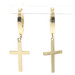 1.2" 14KT Yellow Gold Dangle High Shine Cross Round Hoop Earrings - 2.35 Grams