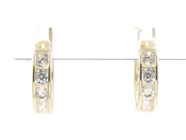 14KT Yellow Gold 9.9mm Round Cubic Zirconia CZs Channel Set Hoop Earrings - 1.2g