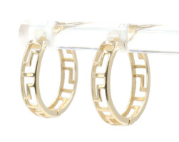 Women's 14KT Yellow Gold Greek Style Cut Out 15.6mm Round Hoop Earrings - 1.46g