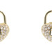14KT Yellow Gold Round Cubic Zirconia CZ Lock Heart Stud Earrings - 1.84 Grams