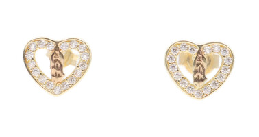 14KT Yellow & Rose Gold Lady Guadalupe Round Cubic Zirconia Heart Stud Earrings