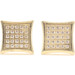 14KT Yellow Gold Square Micro Pave Round Cubic Zirconia 9.3mm Stud Earrings 2.4g