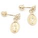 Classic 14KT Yellow Gold Lady Guadalupe Round Cubic Zirconia Dangle Earrings 